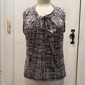 Calvin Klein Black and Pink Textured Sleeveless Blouse